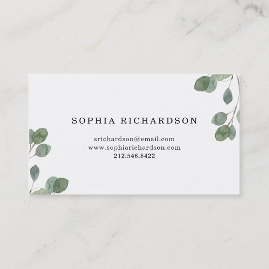 ユーカリシンプル・グリーンリー |金ゴールド幾何 名刺 (裏面)