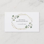 ユーカリシンプル・グリーンリー |金ゴールド幾何 名刺 (正面)