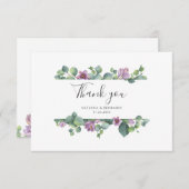 ユーカリスタイリッシュグリー結婚スクリプト サンキューカード (正面/裏面)