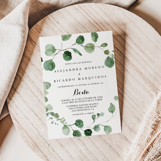 ユーカリスペインの結婚書道 招待状