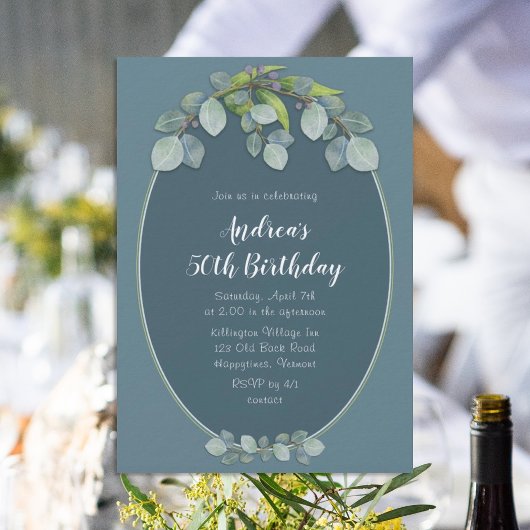 ユーカリスワッグ誕生日パーティーフォーザーズ招待状 招待状