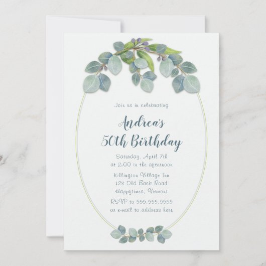 ユーカリスワッグ誕生日会のために 招待状 (正面)