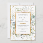 ユーカリデイジー金ゴールドエレガントな結婚式 招待状 (正面)