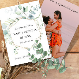 ユーカリデザイン日付を保存する写真発表 招待状