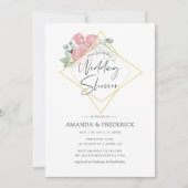 ユーカリバラ幾何学ウェディングシャワー 招待状 (正面)