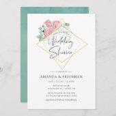 ユーカリバラ幾何学ウェディングシャワー 招待状 (正面/裏面)