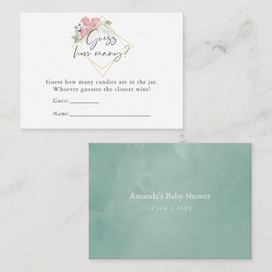 ユーカリバラ幾何学的ベビーシャワーキャンディーゲーム エンクロージャーカード (正面/裏面)