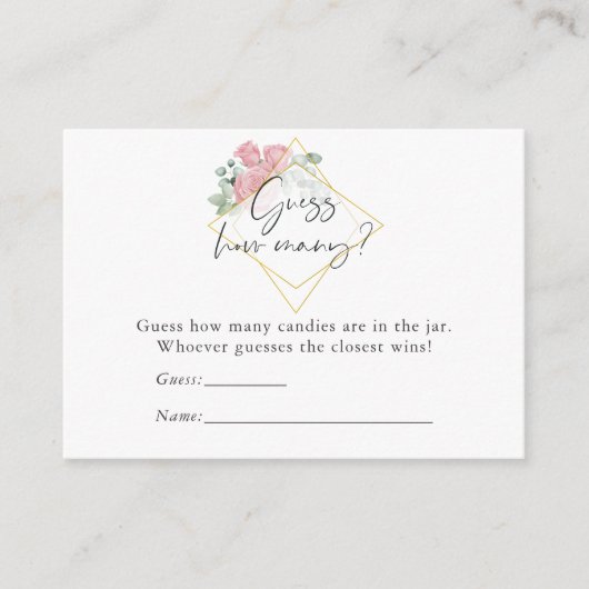 ユーカリバラ幾何学的ベビーシャワーキャンディーゲーム エンクロージャーカード (正面)