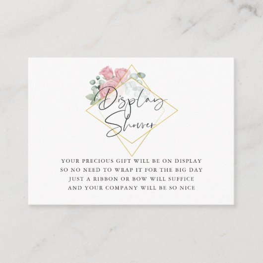 ユーカリバラ幾何学的ベビー表示シャワー エンクロージャーカード (正面)