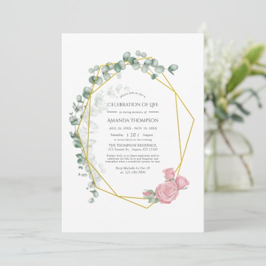 ユーカリバラ生命の幾何学的お祝い 招待状 (スタンド正面)