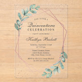 ユーカリバラ金ゴールドキンセアニラ15誕生日 アクリル招待状 (正面)