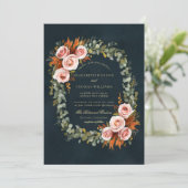 ユーカリバラ銅リースフレーム秋の結婚式 招待状 (スタンド正面)