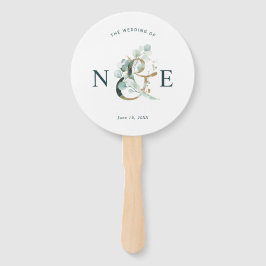 ユーカリパアンパサンド金ゴールドグリーン結婚式 プログラム ハンドファン