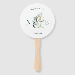 ユーカリパアンパサンド金ゴールドグリーン結婚式 プログラム ハンドファン