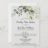 ユーカリパーソナライズされたカリの緑の結婚葉 招待状 (正面)