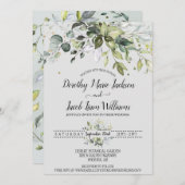 ユーカリパーソナライズされたカリの緑の結婚葉 招待状 (正面/裏面)