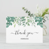 ユーカリパーソナライズされたカリ緑のサンキューカード サンキューカード (スタンド正面)