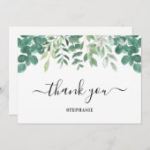 ユーカリパーソナライズされたカリ緑のサンキューカード サンキューカード (正面/裏面)