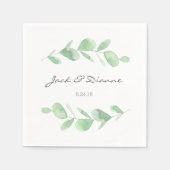 ユーカリパーソナライズされたス結婚ナプキン スタンダードカクテルナプキン (正面)