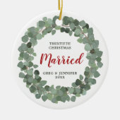 ユーカリパーソナライズされたス30thクリスマ結婚したス セラミックオーナメント (正面)