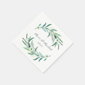 ユーカリパーソナライズされたフローラ結婚ナプキン スタンダードカクテルナプキン (角)