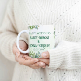 ユーカリパーソナライズされたプの結婚記念日ギフト コーヒーマグカップ