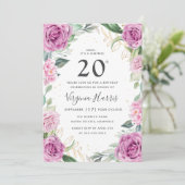 ユーカリパープルフラワーツィンティ 20歳の誕生日 招待状 (スタンド正面)
