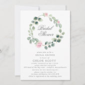 ユーカリピンクフラワーリース ブライダルシャワー 招待状 (正面)