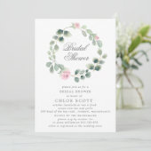 ユーカリピンクフラワーリース ブライダルシャワー 招待状 (スタンド正面)