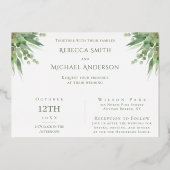 ユーカリファンシープタスのエレガント愛は結婚ない 箔招待状 (裏面)