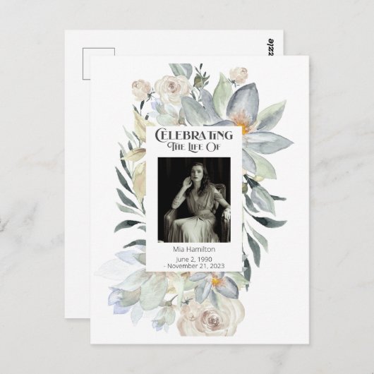 ユーカリフレーム写真追悼ポストカード ポストカード (正面/裏面)