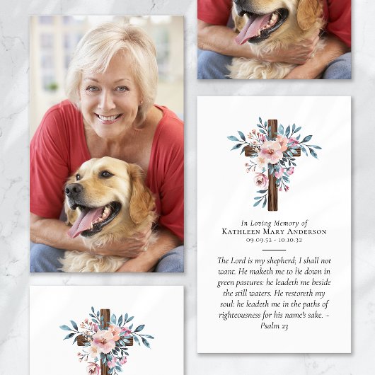 ユーカリフローラクロスフォトメモリアル祈りの言葉カード