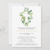 ユーカリフローラグリーンズウォーターカラークロスバプテスマ 招待状 (正面)