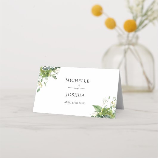 ユーカリフローラグリーンリーエレガントな結婚式 プレイスカード (裏面)
