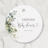 ユーカリフローラグリーンリーベビーシャワーメッセージカード フェイバータグ (正面)