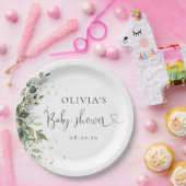 ユーカリフローラグリーンリーベビーシャワー ペーパープレート (パーティー)