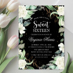 ユーカリフローラブラックSweet sixteen16誕生日 招待状<br><div class="desc">ユーカリプトゥスホワイトフローラブラックSweet sixteen16誕生日</div>
