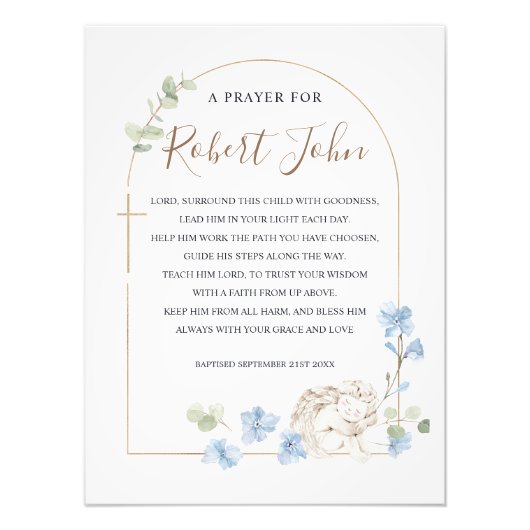 ユーカリフローラブルーエンジェルバプテスマ祈りの言葉 フォトプリント            (正面)