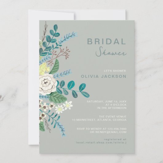 ユーカリフローラボホグリーンリーブライダルシャワー 招待状 (正面)