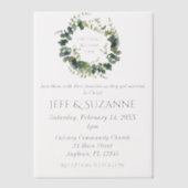 ユーカリフローラリース2は1つにな結婚る ベラム紙招待状 (正面)