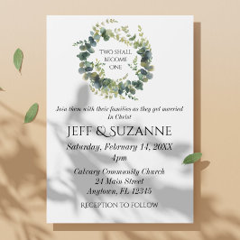 ユーカリフローラリース2は1つにな結婚る ベラム紙招待状