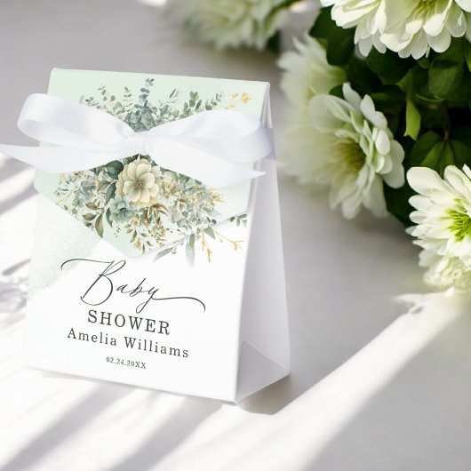 ユーカリフローラ水の色の緑のベビーシャワー フェイバーボックス