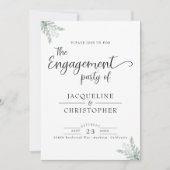 ユーカリフローラ水彩モノグラム婚約 招待状 (正面)