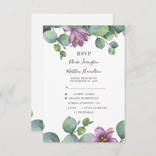 ユーカリフローラ結婚ズ 出欠カード (正面/裏面)