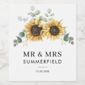 ユーカリフローラ結婚ヒマワリ ワインラベル (シングルラベル)