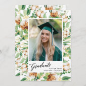 ユーカリフローラ緑の台本の写真卒業 招待状 (正面/裏面)