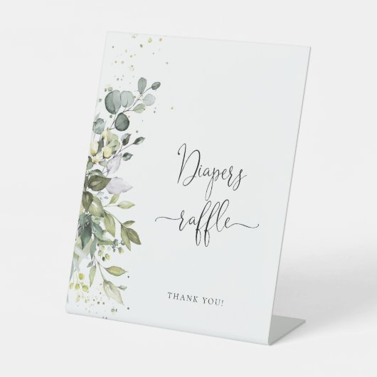 ユーカリフローラ赤ちゃんシャワーおむつラッフルサイン 台座サイン (正面)