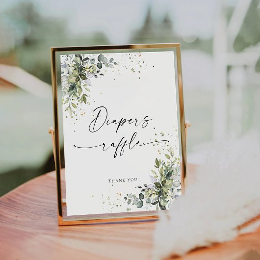 ユーカリフローラ赤ちゃんシャワーおむつラッフルサイン 台座サイン