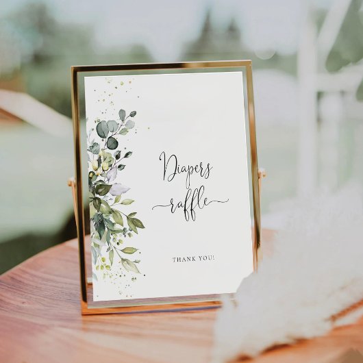 ユーカリフローラ赤ちゃんシャワーおむつラッフルサイン 台座サイン