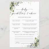 ユーカリフローラ赤ちゃんシャワー予測カード (正面)